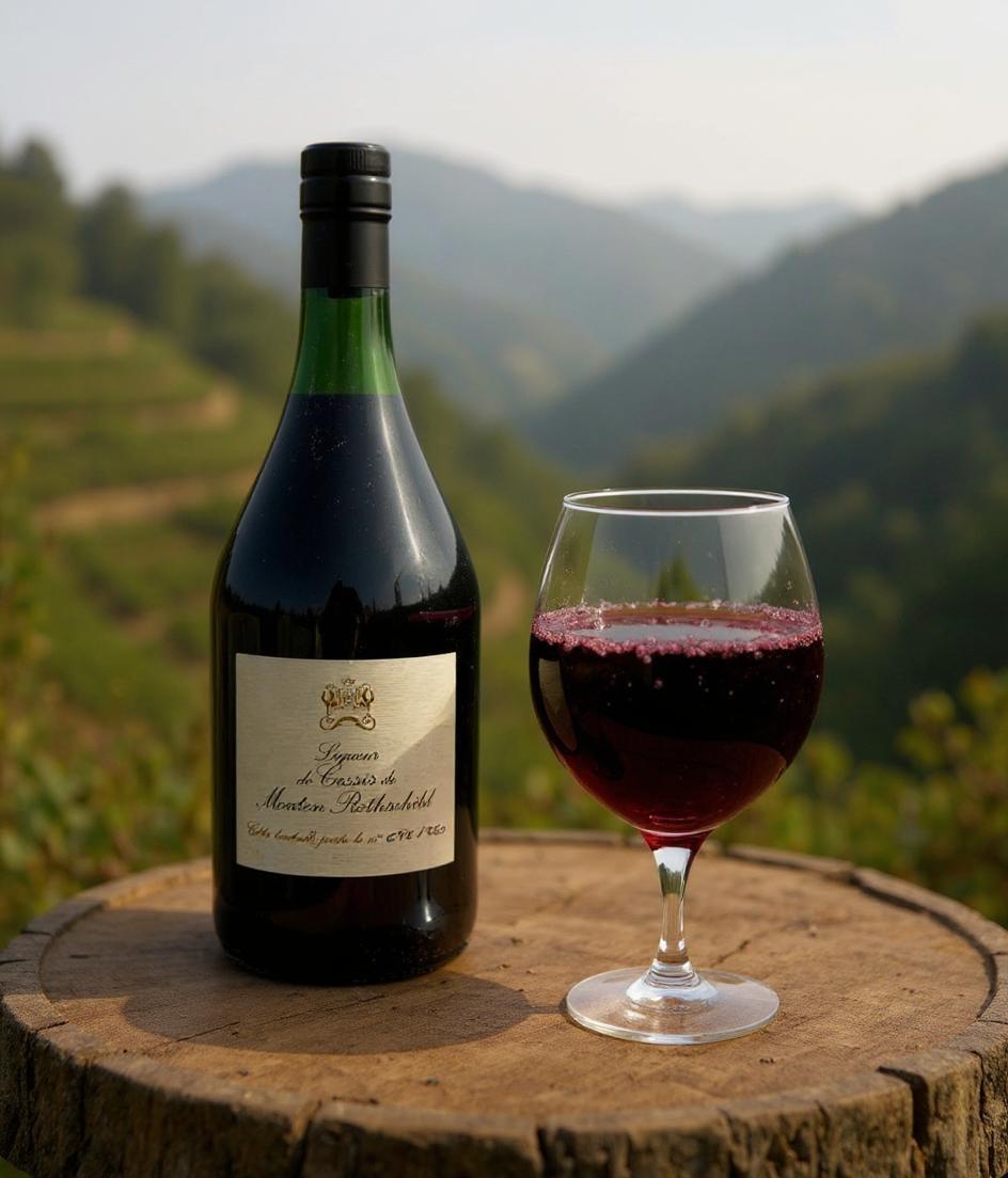 Liqueur de Cassis Mouton Rothschild luxury blackcurrant liqueur bottle