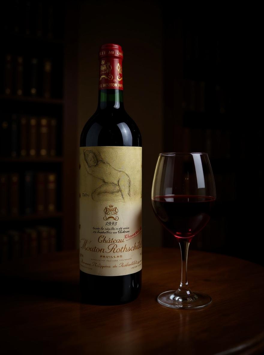 Chateau Mouton Rothschild 1993 bottle label detail